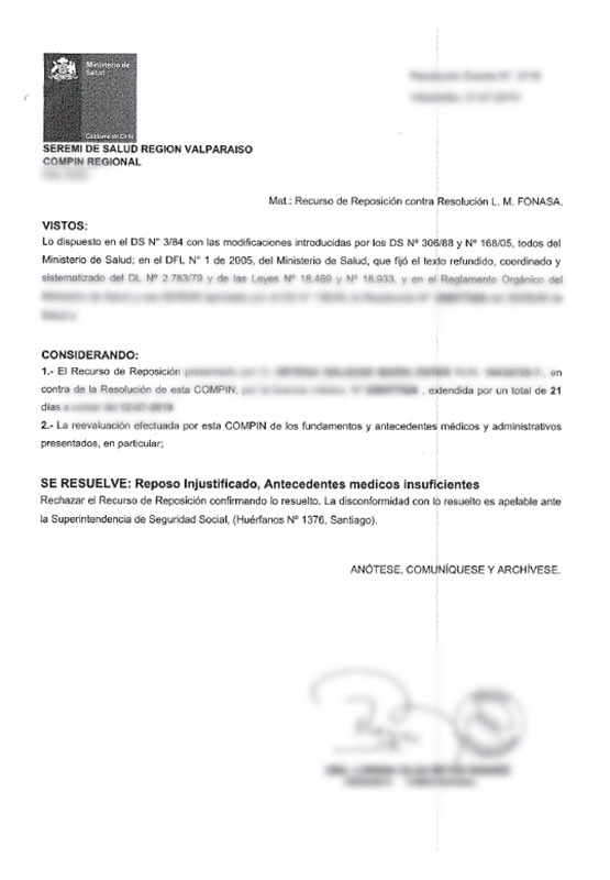 Ejemplo de documento tipo 1: Resolución Compin Fonasa Ejemplo de documento tipo 1: Resolución Compin Fonasa