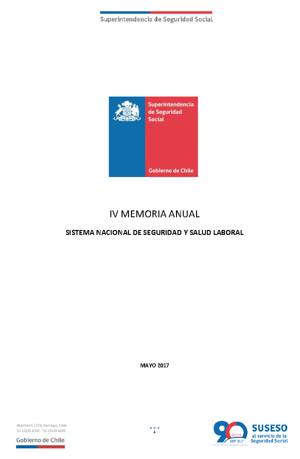Memoria Anual del Sistema Nacional de Seguridad y Salud Laboral Mayo 2017