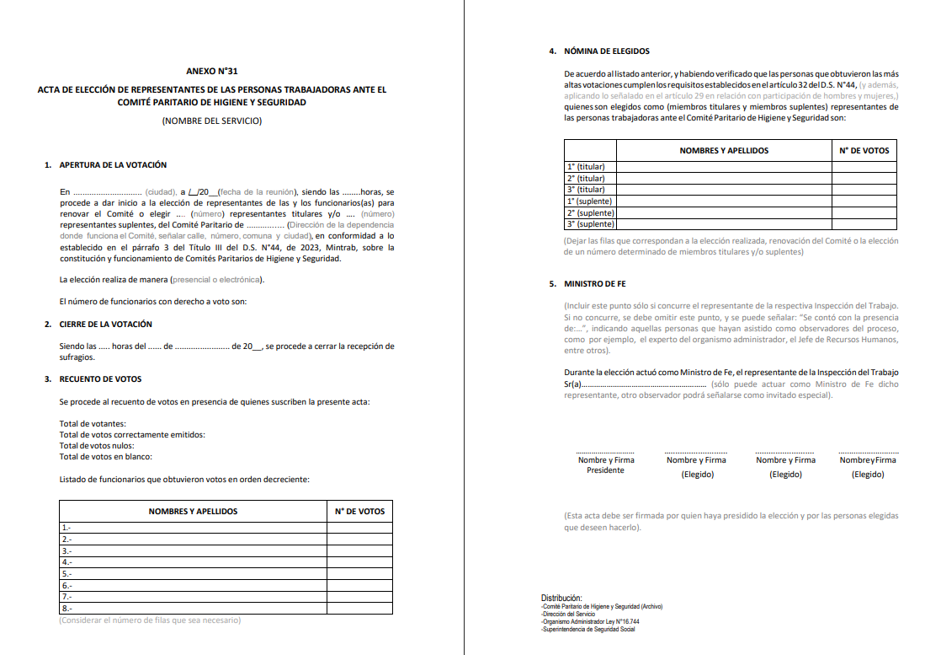 Acta de elección Acta de elección