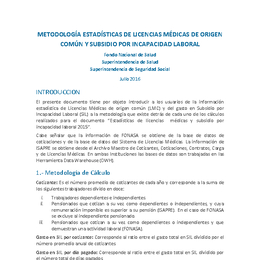 Metodología estadísticas de licencias médicas de origen común y subsidio por incapacidad laboral 2015