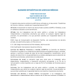 Glosario estadísticas de licencias médicas 2015