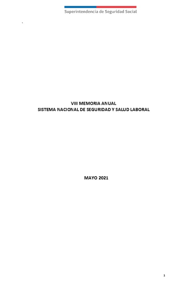 VIII MEMORIA ANUAL SISTEMA NACIONAL DE SEGURIDAD Y SALUD LABORAL DEL AÑO 2020