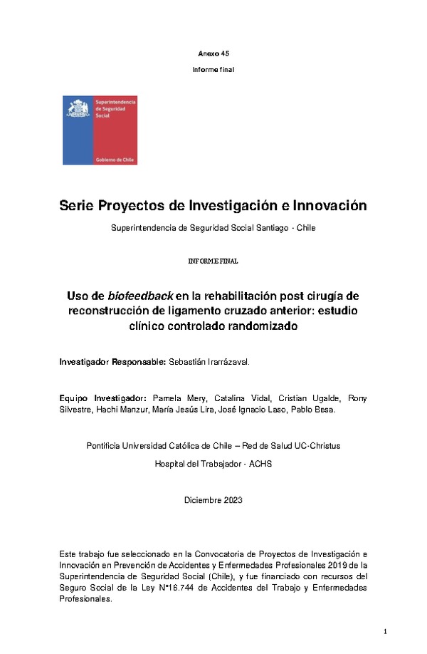 Uso de biofeedback en la rehabilitación post cirugía de reconstrucción de ligamento cruzado anterior: estudio clínico controlado randomizado