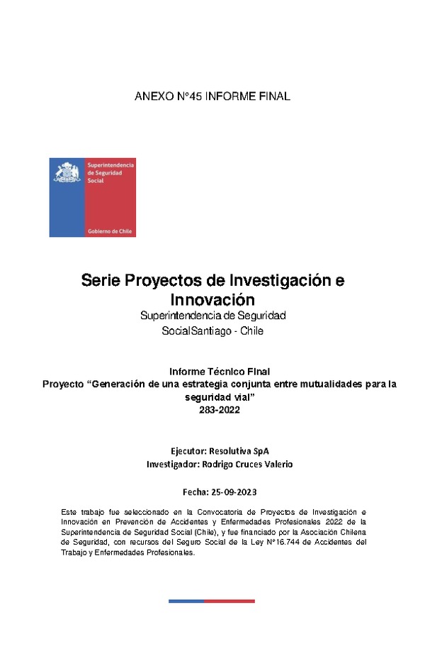 Generación de una estrategia conjunta entre mutualidades para la seguridad vial.