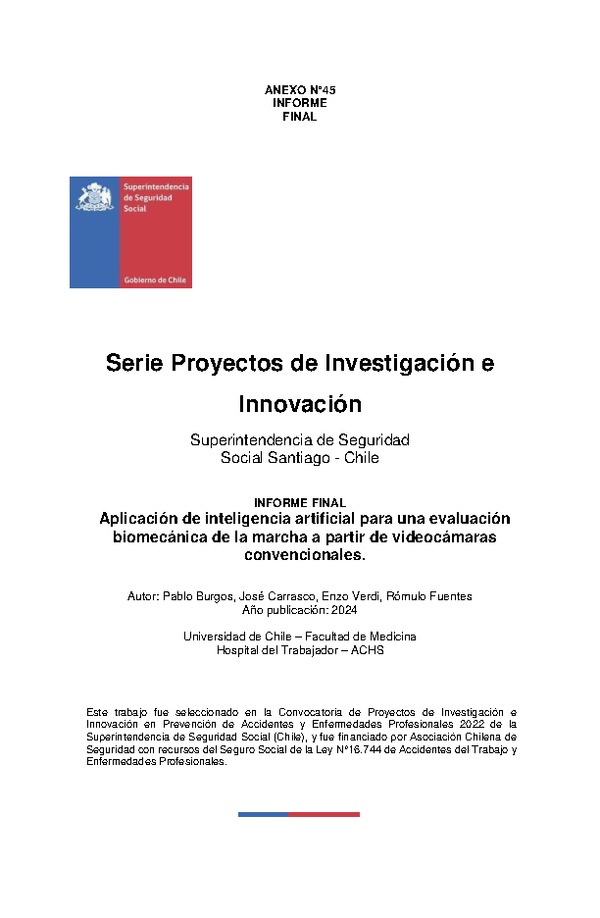 Aplicación de inteligencia artificial para una evaluación biomecánica de la marcha a partir de videocámaras convencionales.