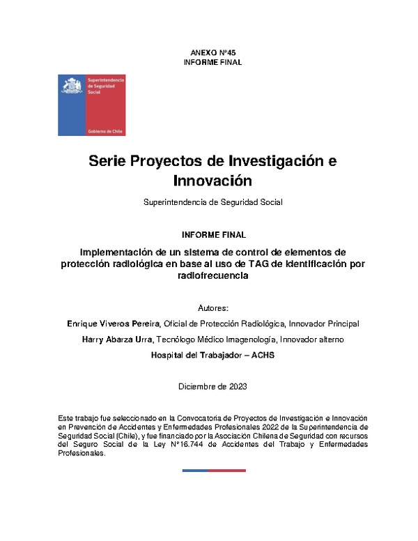 Implementación de un sistema de control de elementos de protección radiológica en base al uso de TAG de identificación por radiofrecuencia.