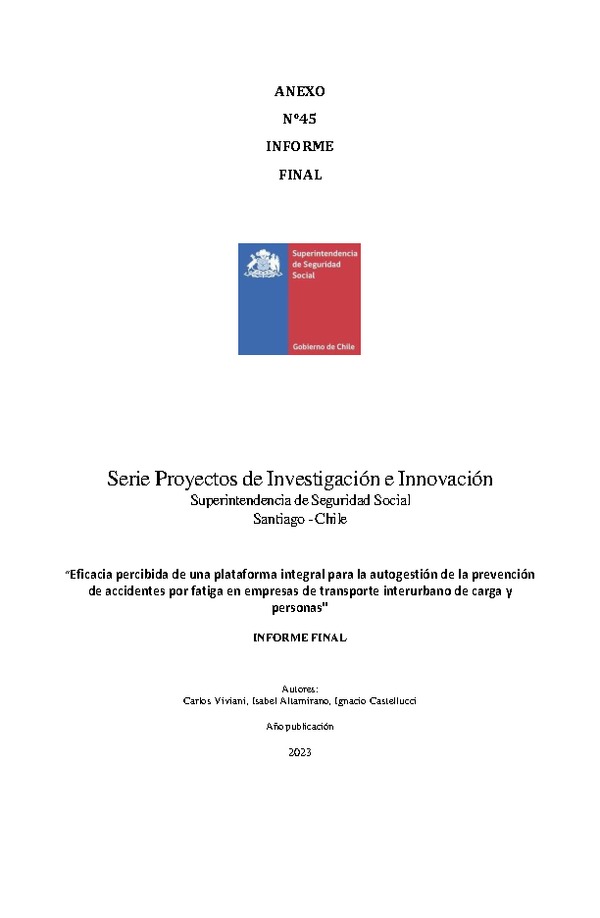 Eficacia percibida de una plataforma integral para la autogestión de la prevención de accidentes por fatiga en empresas de transporte interurbano de carga y personas