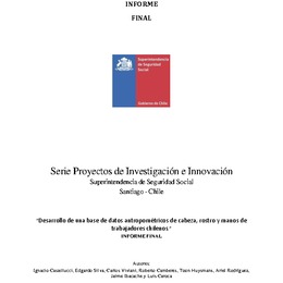 Desarrollo de una base de datos antropométricos de cabeza, rostro y manos de trabajadores chilenos