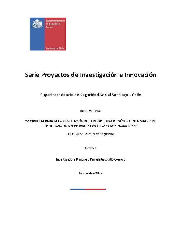 Propuesta para la incorporación de la Perspectiva de Género en la matriz de Identificación del Peligro y Evaluación de Riesgos (IPER)